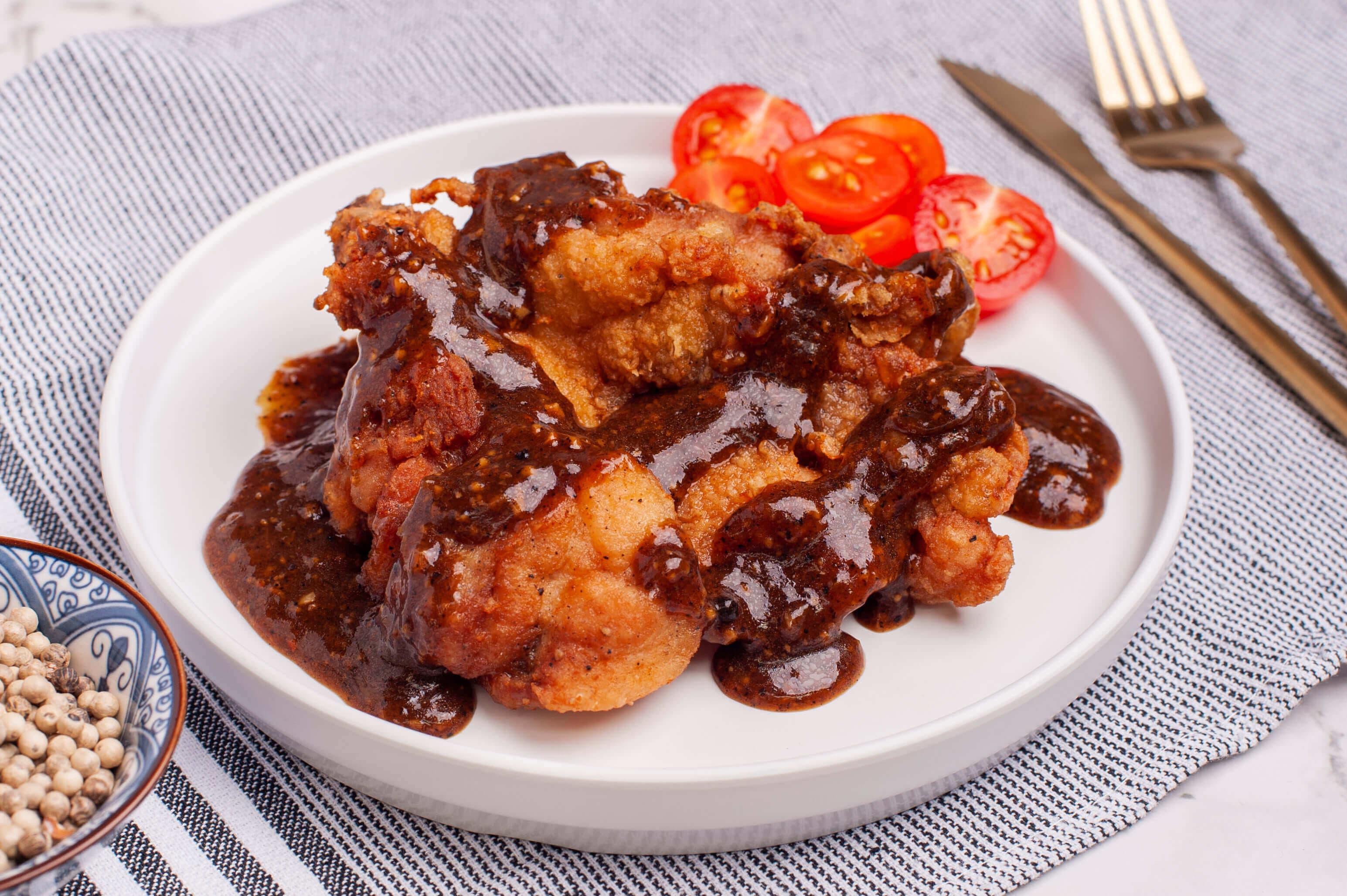 Chicken chop with black pepper sauce