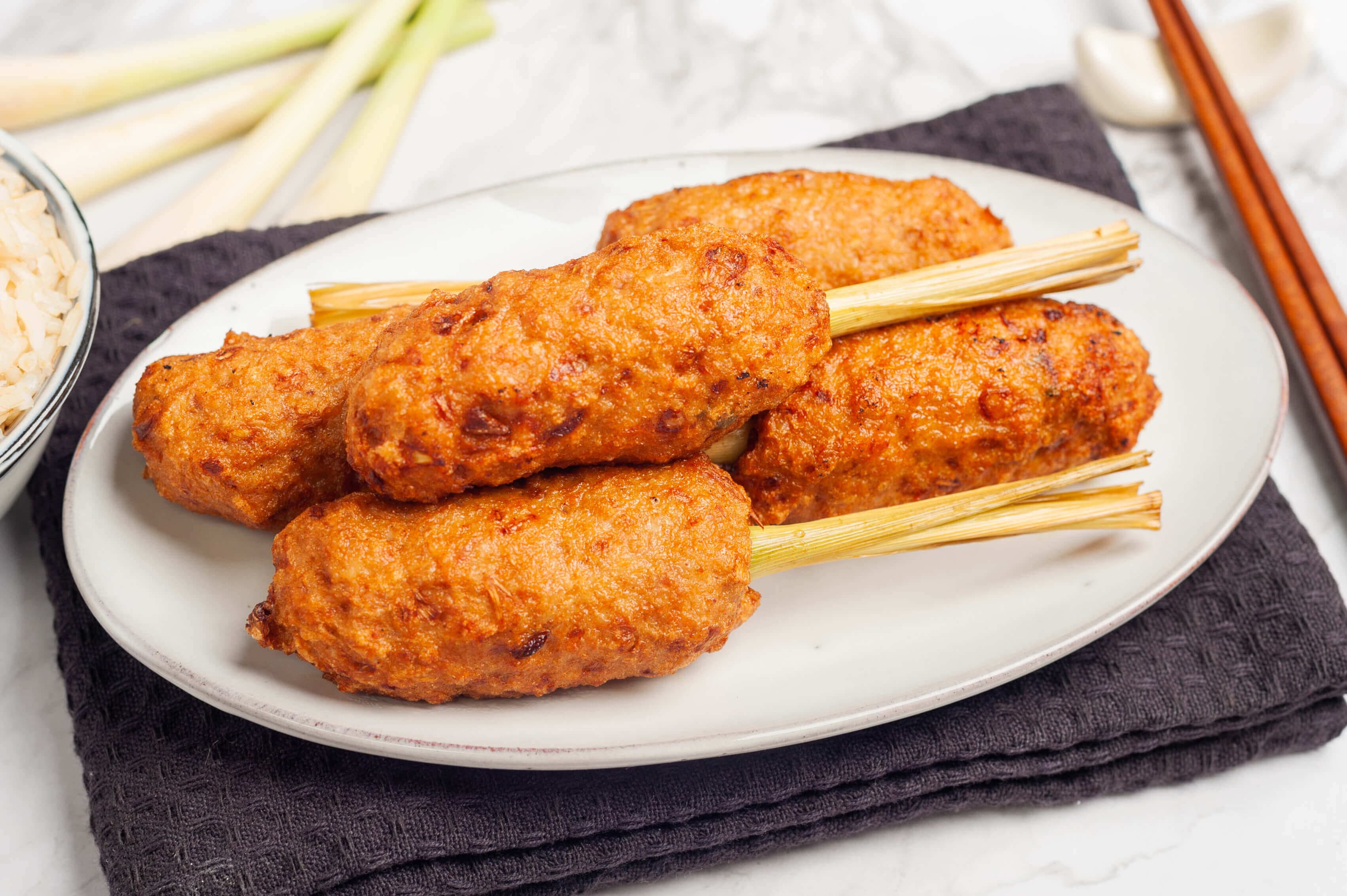 Lemongrass pork skewers