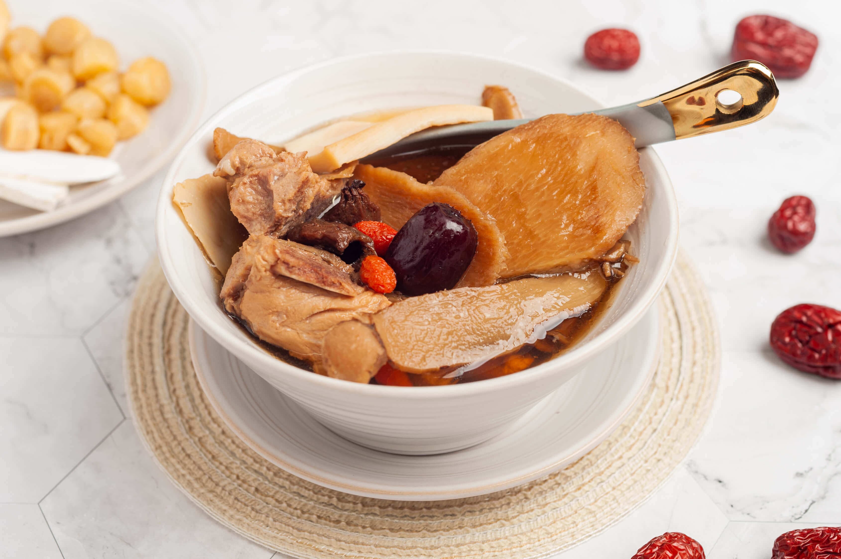 Herbal Pork Rib Soup with Angelica (Dang Gui), Red Dates & Goji Berries