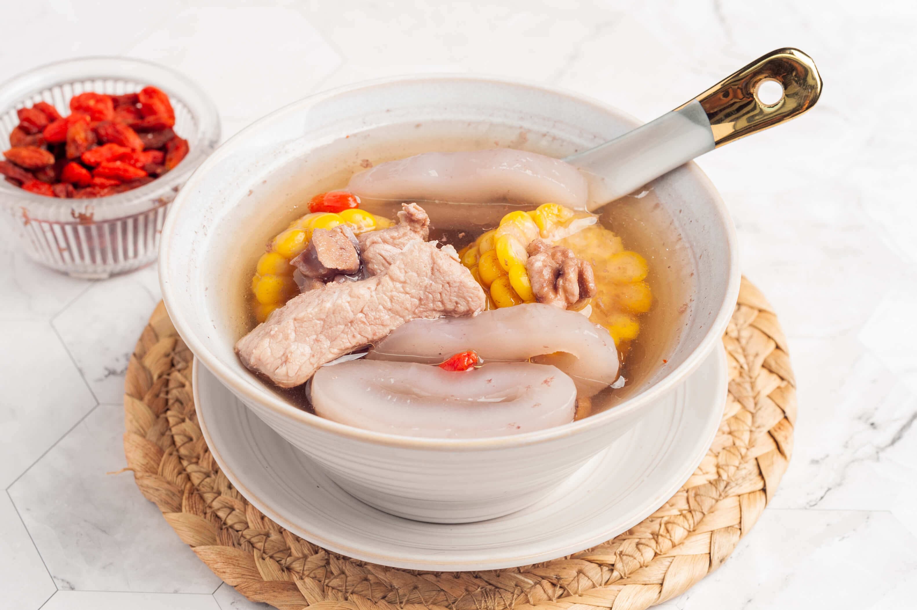 Walnut with Sea Coconut Sweet Corn Soup