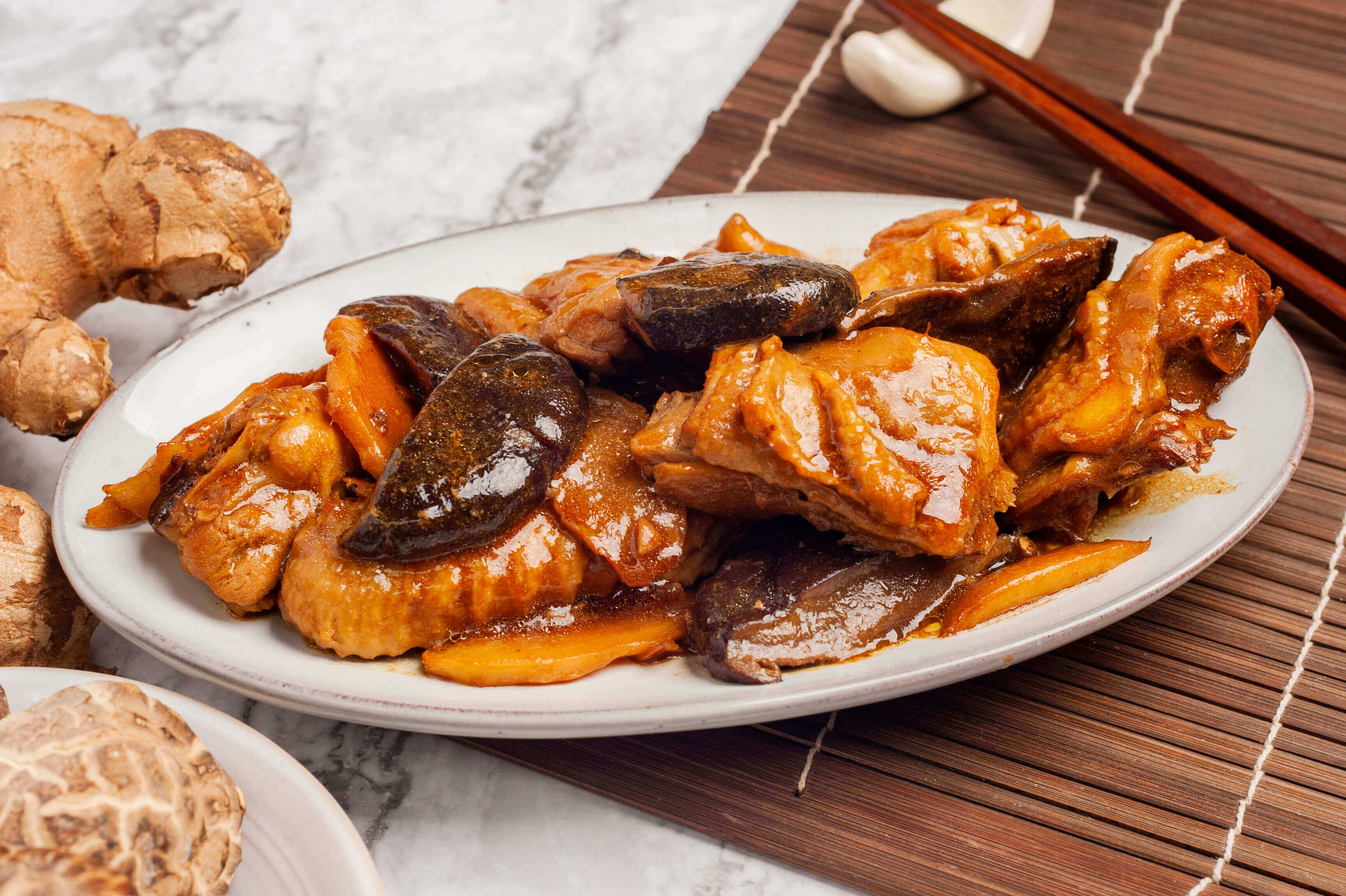 Braised Chicken with Ginger & Mushroom