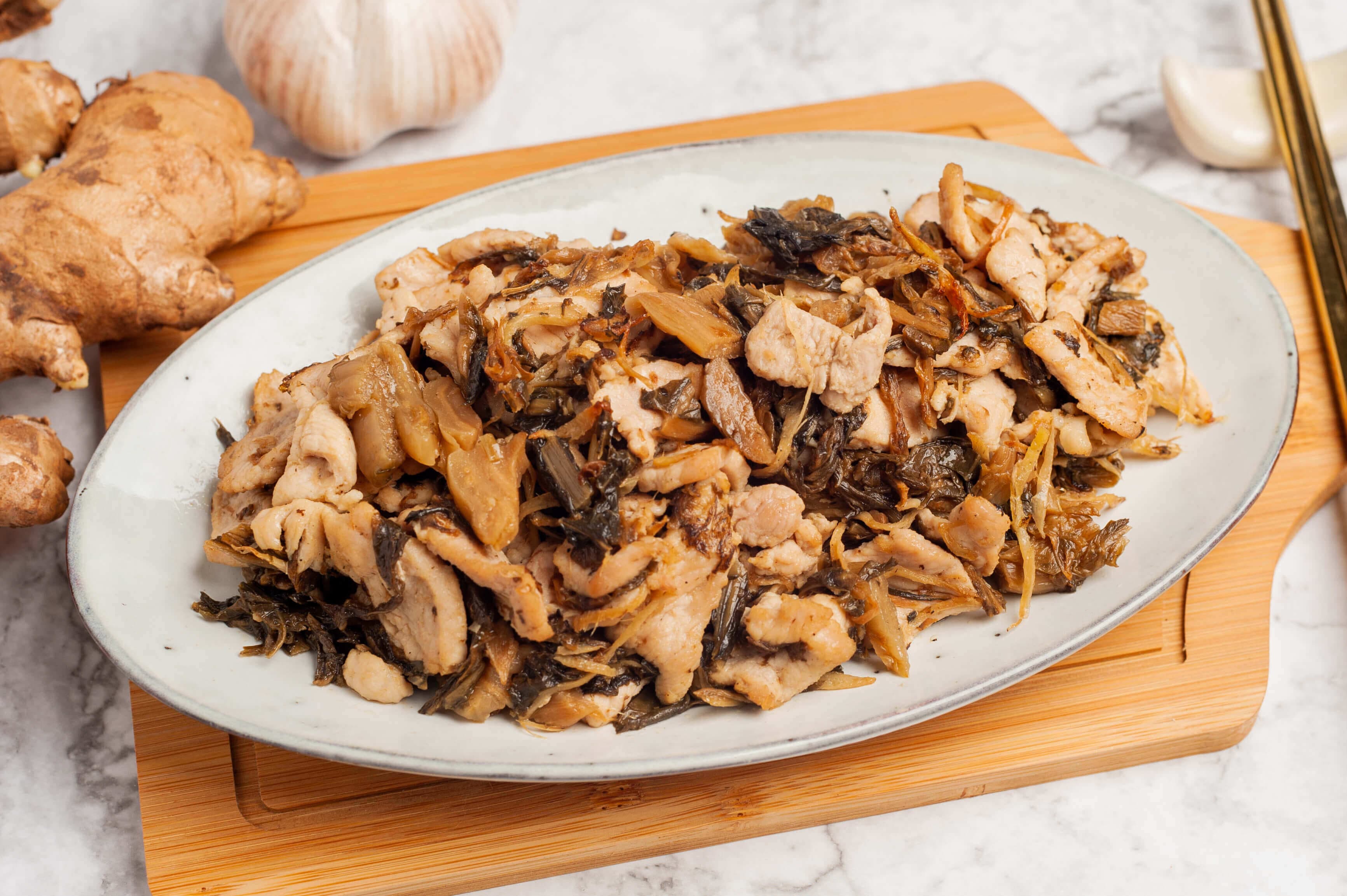 Stir-Fry Pork with Mui Choy & Ginger
