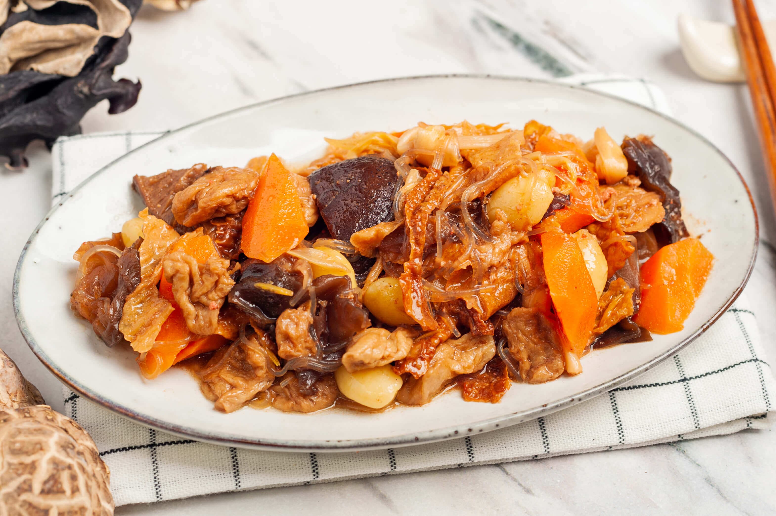 Braised mixed vegetables with glass noodles